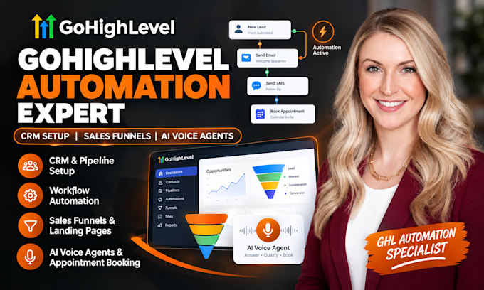 build gohighlevel website, sales funnel,ghl website and CRM workflow automation