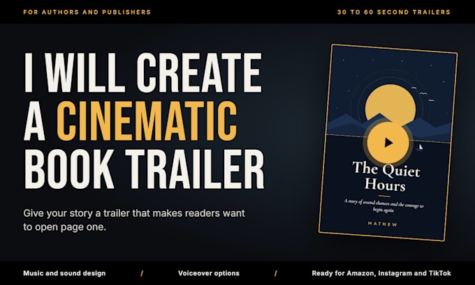 create a cinematic book trailer video for your book