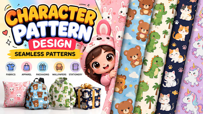 create seamless character patterns and cartoon prints for your brand