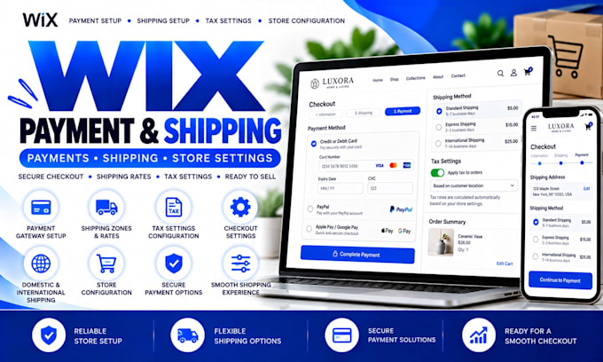 configure wix store payment and shipping settings