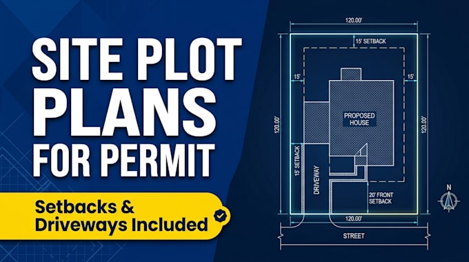 draw a site plot plan with setbacks for city permit