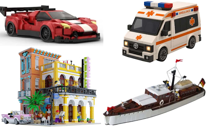 Do custom lego house, lego truck, lego bike lego minifigure with pdf ...