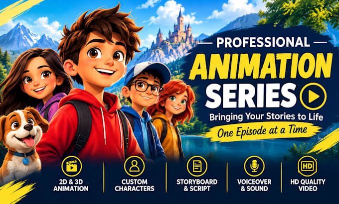 create professional 2d or 3d cartoon animation series for youtube