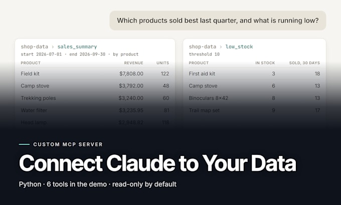 build a custom mcp server that connects claude to your data or API
