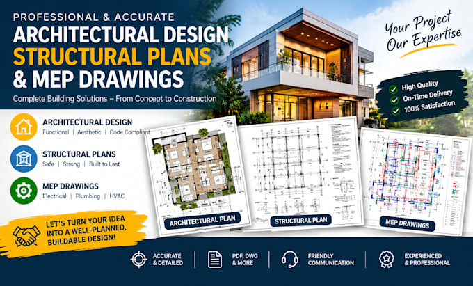 do architectural design, structural plans, and mep drawings