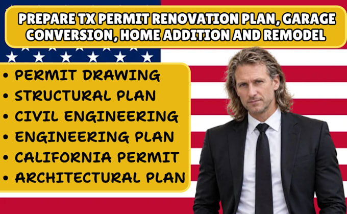 prepare tx permit renovation plan, garage conversion, home addition and remodels