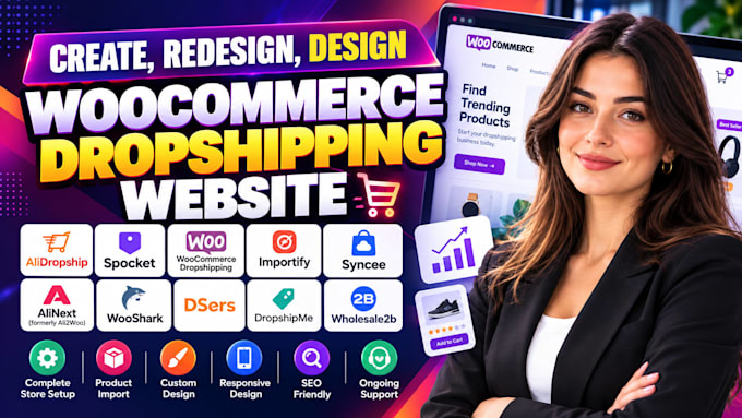 create woocommerce ecommerce dropshipping website, alidropship, spocket