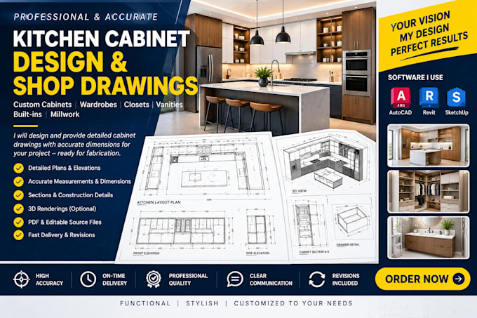 create cabinet shop drawings and millwork plans