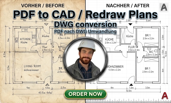 convert pdf to cad blueprint, redraw floor plan in autocad