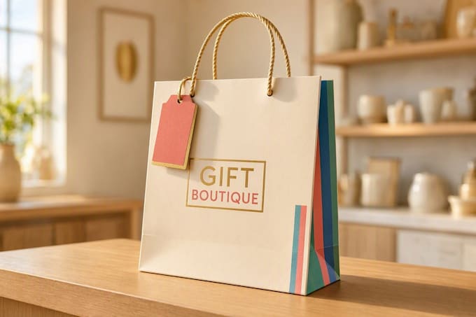 create minimalist shopping bag packaging