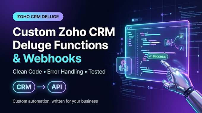 write zoho CRM deluge custom functions and webhook integration