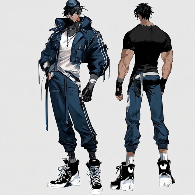 create anime character sheet and custom reference art