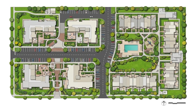 render 2d architectural site plans, master plans, property and landscape plans