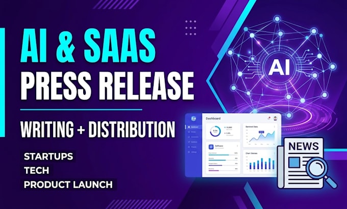 write ai saas tech startup press release PR distribution ai marketing media