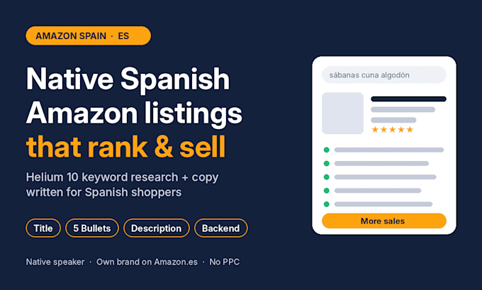 write a native spanish amazon listing optimized for amazon spain SEO