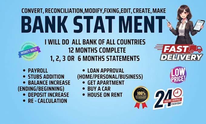 reconcile bank statement PDF to editable format