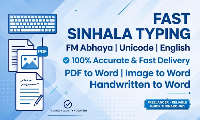 do fast sinhala typing, english typing and data entry work