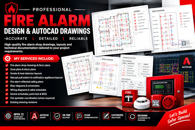 Fire Alram Detection Project Fire alarm shop drawings, fire alarm design, autocad, riser diagram ...
