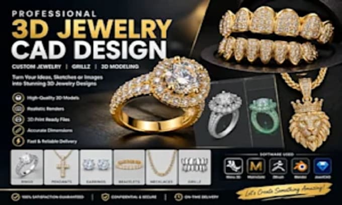 create custom 3d ring design and 3d jewelry cad designs