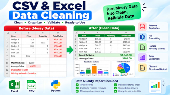 clean and validate your CSV or excel data using python