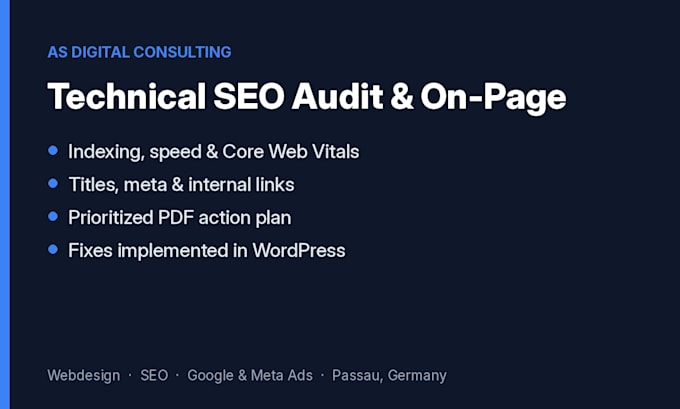 do a technical SEO audit and on page optimization for your website