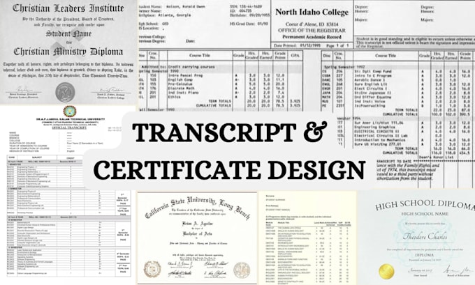 design ged transcript for university, college, high school, diploma certificate