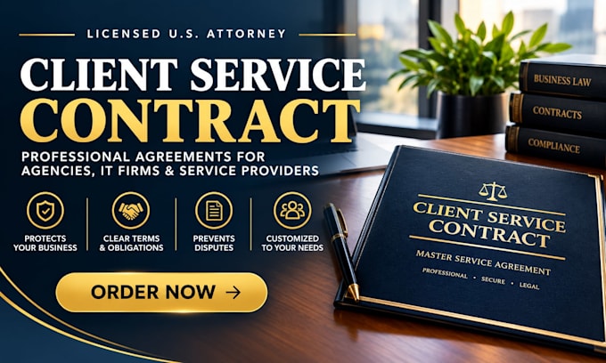 draft a professional client service contract or msa