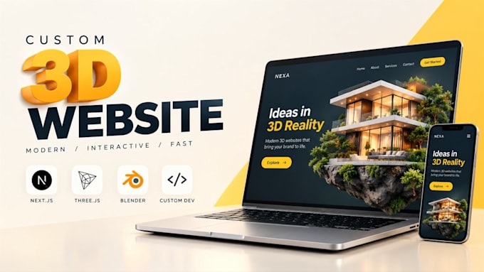 build 3d website, three js interactive business website, 3d landing page
