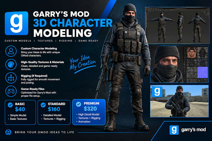 create a custom 3d character model for garry mod gmod