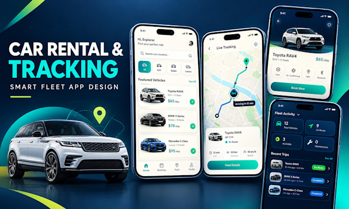 develop car tracking app, car booking app, fleet management app, navigation app