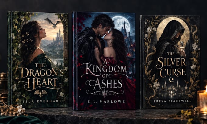 create an epic fantasy and romantasy book cover design