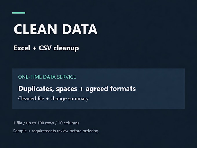 clean and format your excel or CSV file