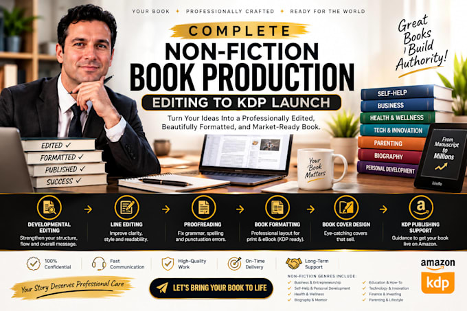 provide complete non fiction book editing and amazon KDP production