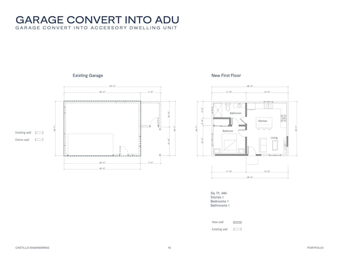 create garage conversion adu plans and permit drawings