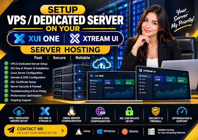 setup vps, dedicated server on your xui one, xtream UI server hosting