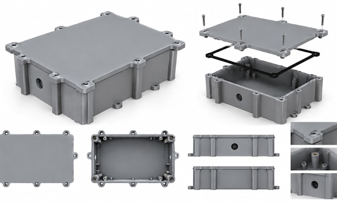 design waterproof enclosure, control box or junction box 3d modeling