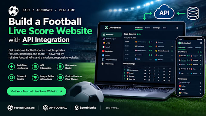 build a football live score website with API integration