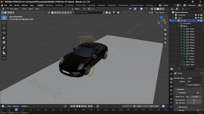 do c4d rigging and blender rigging with clean rig controls