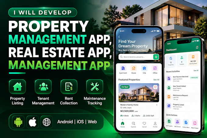 develop property management app, real estate app, management app