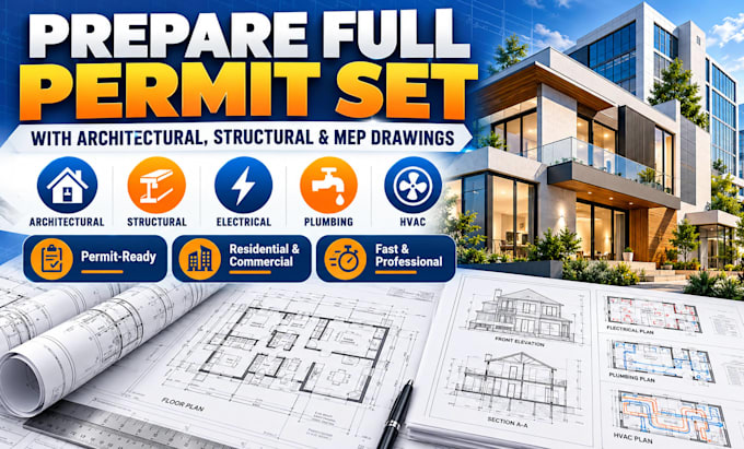 prepare full permit set with architectural structural and mep drawings