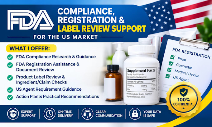 provide fda compliance, registration and label review support