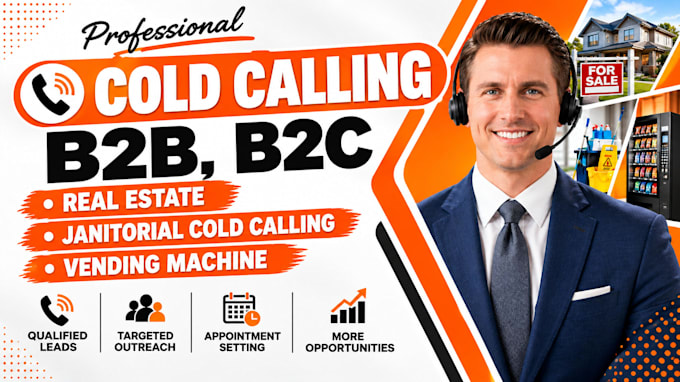 b2b, b2c cold calling real estate, janitorial cold calling, vending machine