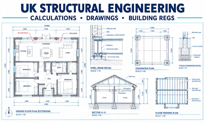 uk structural calculations engineering drawings and building regulation plans
