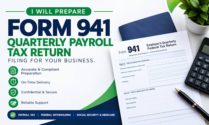 prepare form 941 quarterly payroll tax return filing for your business