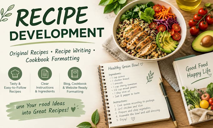 develop and format recipes for food blogs and cookbooks