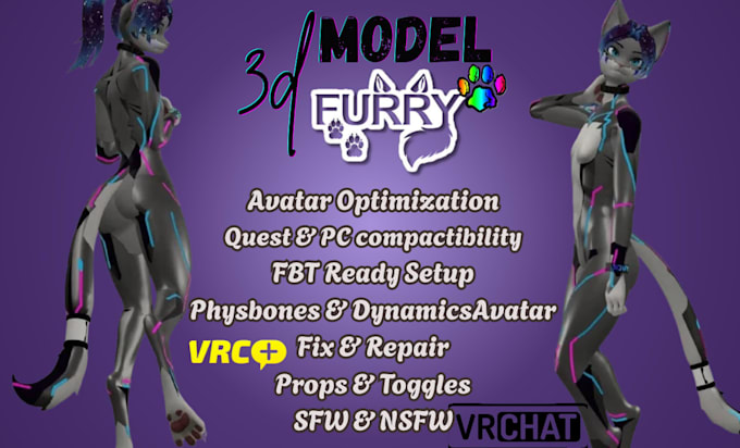 create a custom vrchat avatar vrc avatar furry avatar vr character