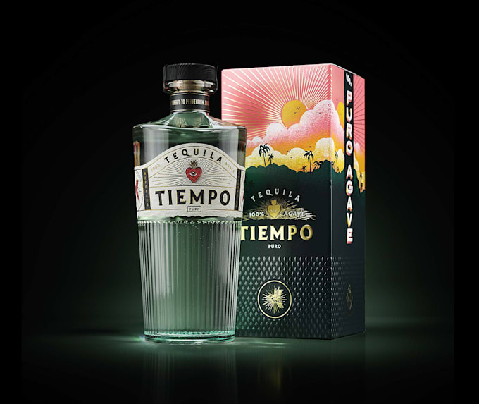 design tequila bottle label rustic agave liquor glass packaging dieline