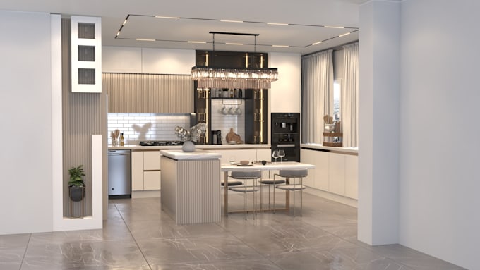 design luxury kitchens and interiors realistic 3d rendering