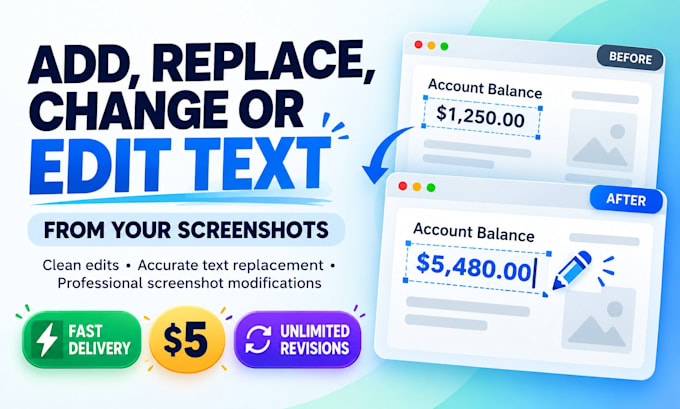 add, replace, change, or edit text from your screenshots