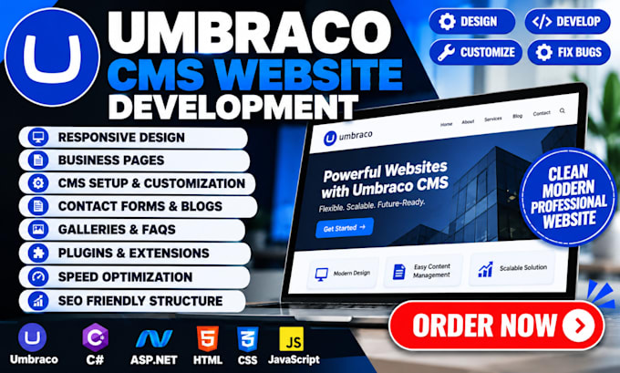 build your umbraco cms website and customize layouts and features for your brand